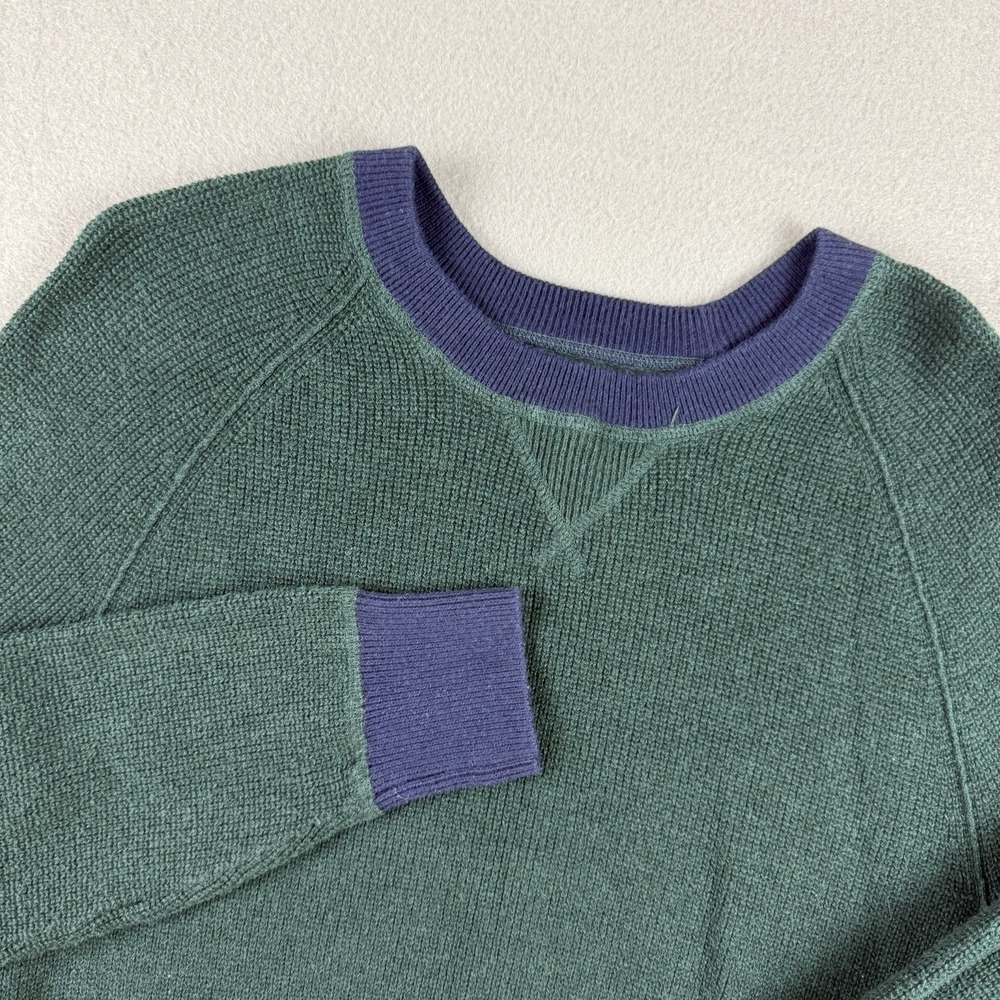 GAP Sweater Womens‎ XS Green Blue Waffle Knit Crewneck Long Sleeve Pullover